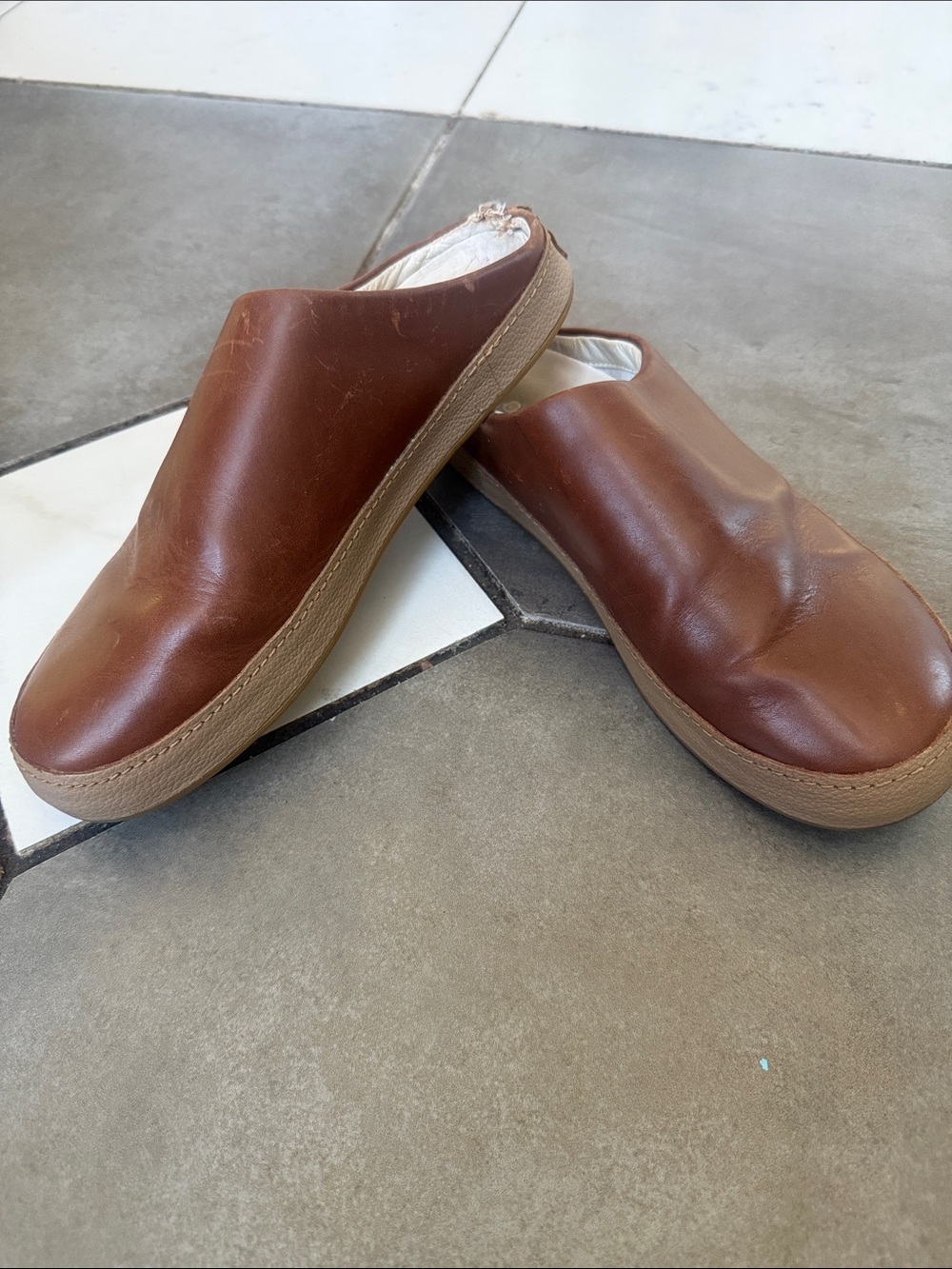 Men's Slip-On Leather Mule in Brown